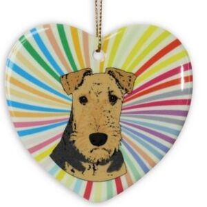 AIREDALE dog heart ceramic ornament gift nwot
